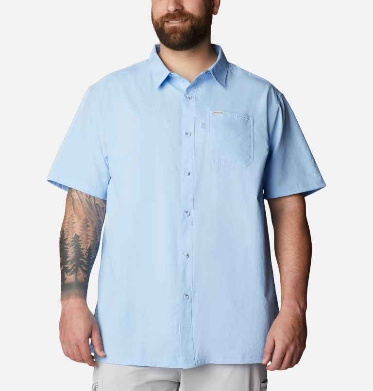 Men\'s Columbia PFG Slack Tide Camp Shirts Light Blue | Plus Size CA-H531C